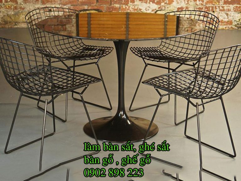 Bàn ghế chân sắt mặt gỗ/Bàn ghế khung sắt đẹp, giá rẻ, báo giá bàn ghế chân sắt mặt gỗ